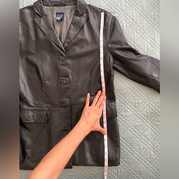 Vintage Gap Y2K 90s Genuine Leather Black Blazer Medium - Picture 9 of 9